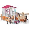 Schleich Box Para Caballos Con Arabes Y Moza De Cuadra De Juguete Schleich 42369 Accesorios Granja