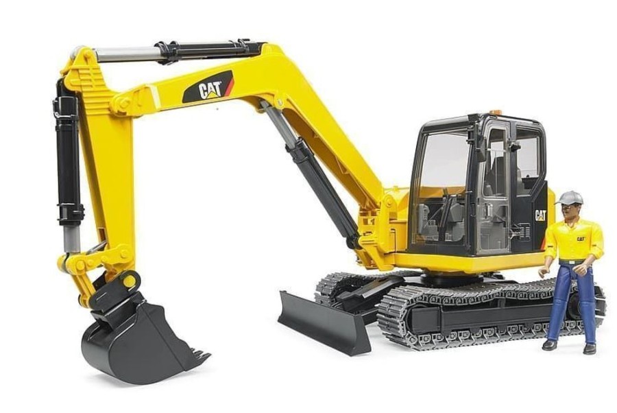 Bruder Miniexcavadora De Juguete Cat Con Obrero.- Escala 1:16 Bruder 02466 Excavadoras Bruder