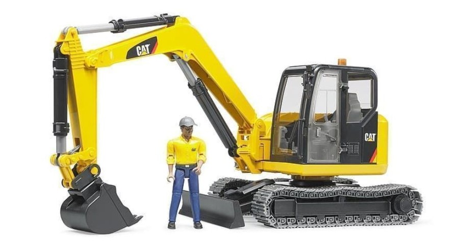 Bruder Miniexcavadora De Juguete Cat Con Obrero.- Escala 1:16 Bruder 02466 Excavadoras Bruder