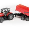 Bruder Tractor De Juguete Massey Fergusson 7480 Con Remolque-Escala 1:16 Bruder 02045 Tractores Bruder