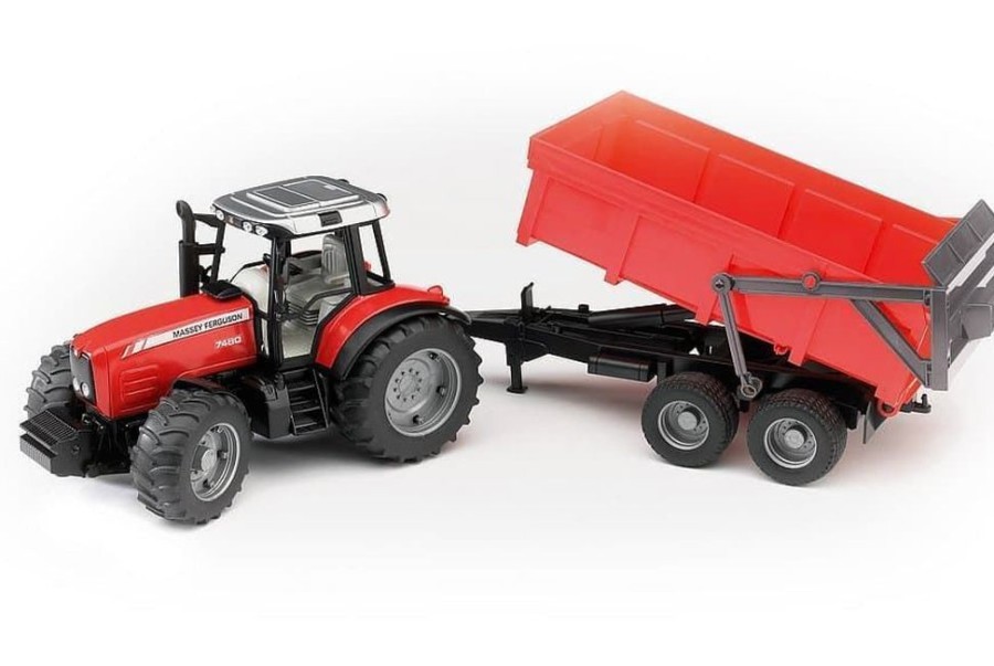 Bruder Tractor De Juguete Massey Fergusson 7480 Con Remolque-Escala 1:16 Bruder 02045 Tractores Bruder