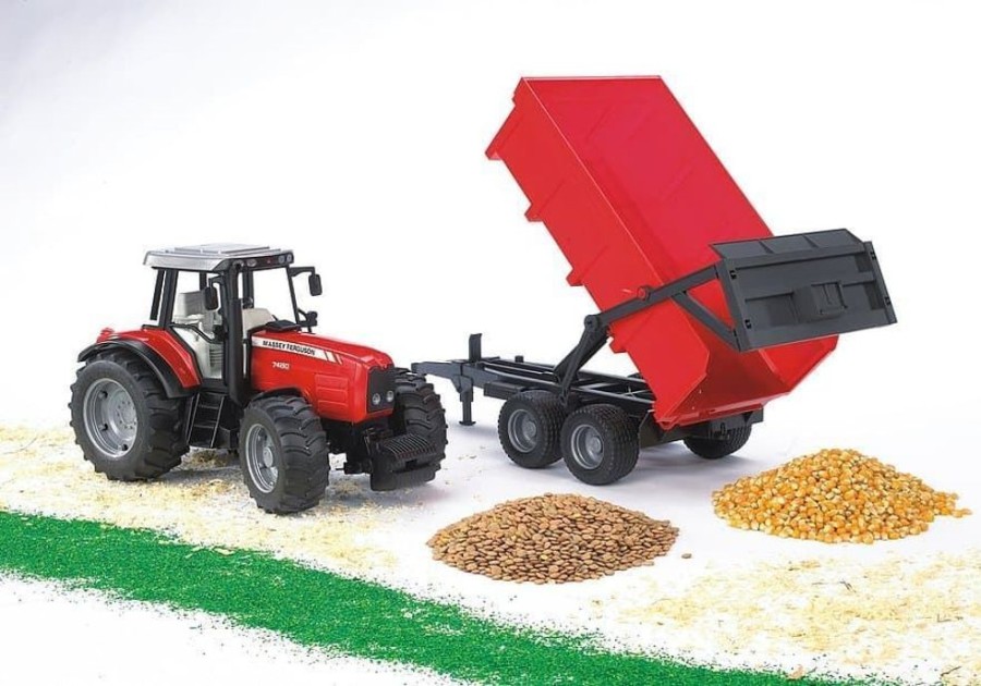 Bruder Tractor De Juguete Massey Fergusson 7480 Con Remolque-Escala 1:16 Bruder 02045 Tractores Bruder