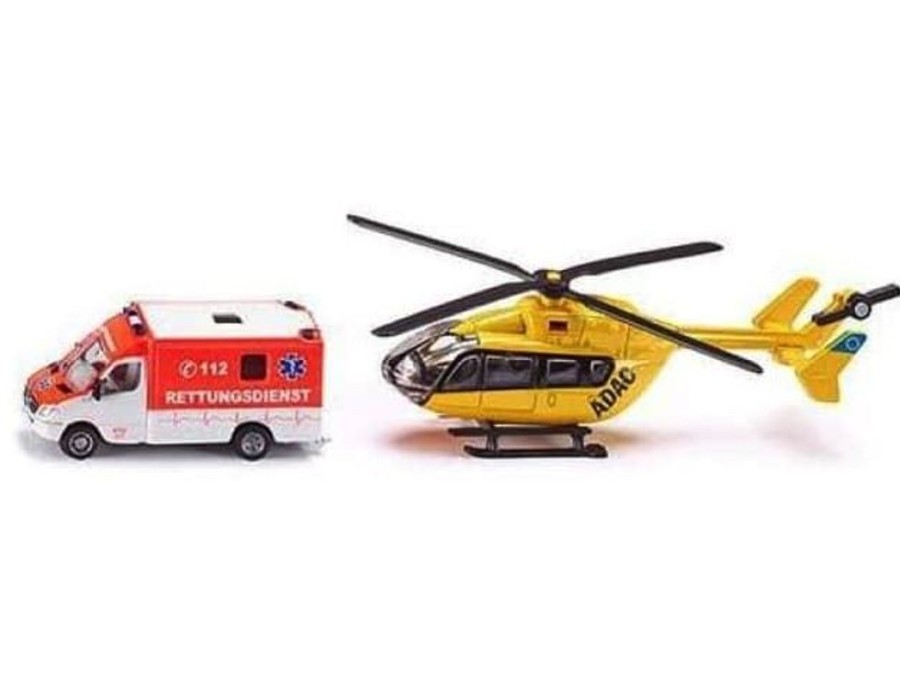 Siku Conjunto De Salvamento Ambulancia + Helicoptero Siku 1850 Escala 1:87