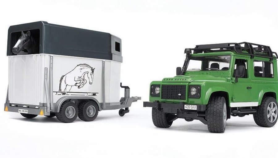 Bruder Coche De Juguete Land Rover Defender + Remolque + Caballo- Escala 1:16 Bruder 02592 Coches Bruder