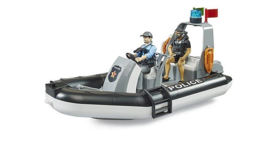 Bruder Bote Inflable De Policia Con Policia Y Buceador De Juguete Bruder 62733 Vehiculos De Emergencia Bruder