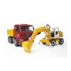 Bruder Camion De Juguete Man Tga Con Excavadora Liebherr- Escala 1:16 Bruder Camiones Bruder