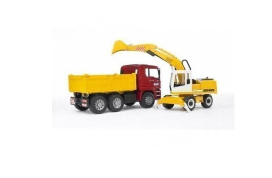 Bruder Camion De Juguete Man Tga Con Excavadora Liebherr- Escala 1:16 Bruder Camiones Bruder