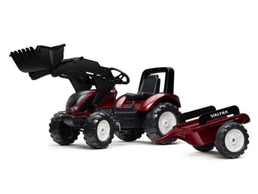 Falk Tractor De Pedales Valtra Con Pala Y Remolque De Juguete De Falk 4000Am De 3 A 7 Anos