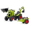 Falk Tractor De Pedales Claas Axos 340 Con Pala, Excavadora Trasera Y Remolque De Juguete Falk 1010Y De 3 A 7 Anos