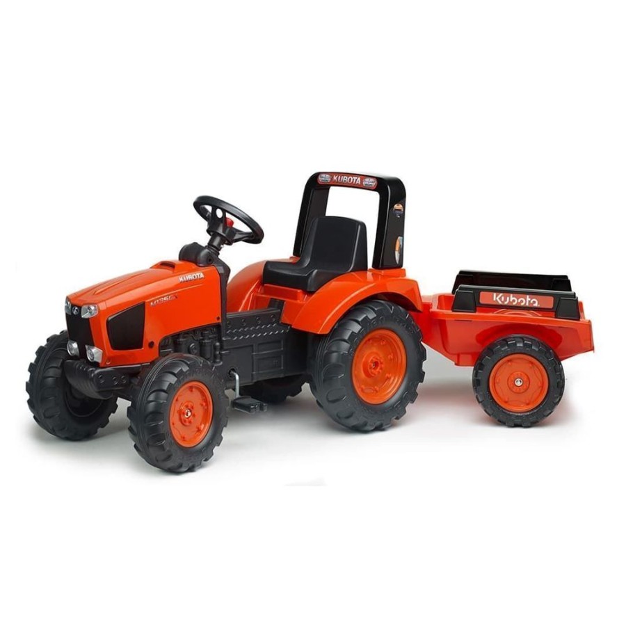 Falk Tractor De Pedales Kubota M135Gx Con Remolque De Juguete Falk 2060Ab De 3 A 7 Anos