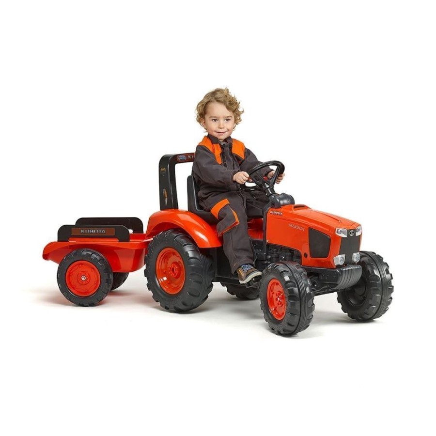 Falk Tractor De Pedales Kubota M135Gx Con Remolque De Juguete Falk 2060Ab De 3 A 7 Anos