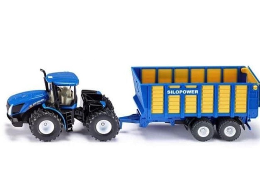 Siku Tractor New Holland Con Remolque De Ensilaje De Juguete Esc 1:50 Siku 1947 Escala 1:50