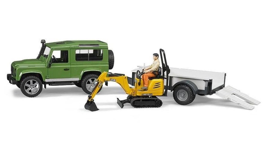 Bruder Coche De Juguete Land Rover + Remolque + Excavadora - Escala 1:16 Bruder 02593 Coches Bruder