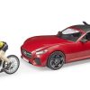 Bruder Coche Roadster Rojo Con Ciclista 1:16 Bruder 03485 Coches Bruder