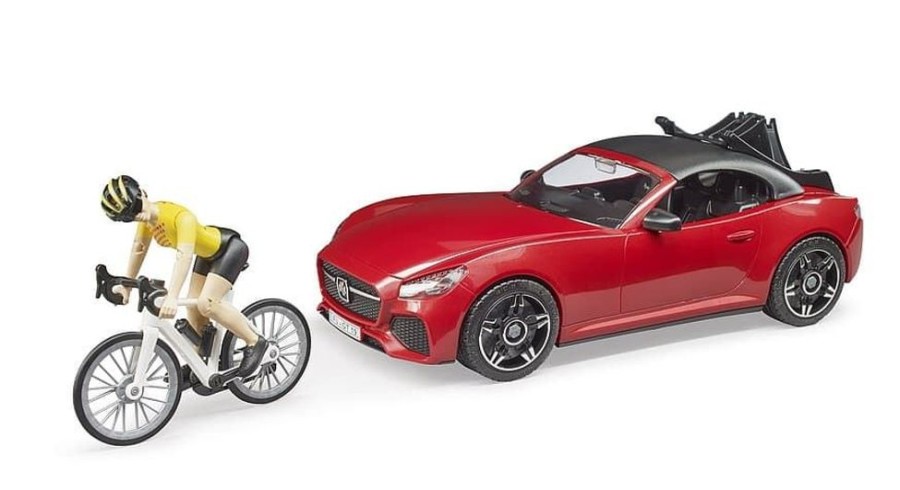 Bruder Coche Roadster Rojo Con Ciclista 1:16 Bruder 03485 Coches Bruder