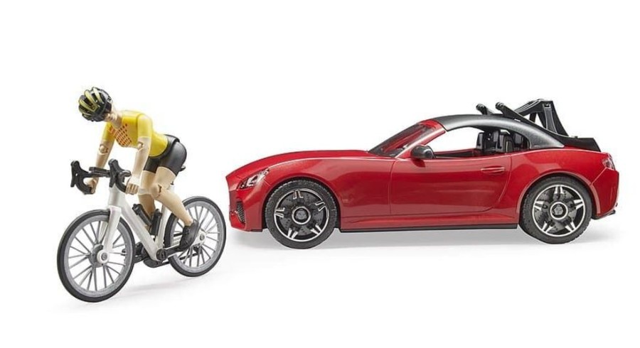 Bruder Coche Roadster Rojo Con Ciclista 1:16 Bruder 03485 Coches Bruder