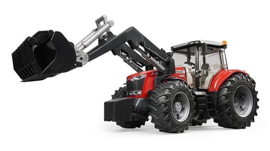 Bruder Tractor De Juguete Massey Ferguson 7624 Con Pala - Escala 1:16 Bruder 03047 Tractores Bruder