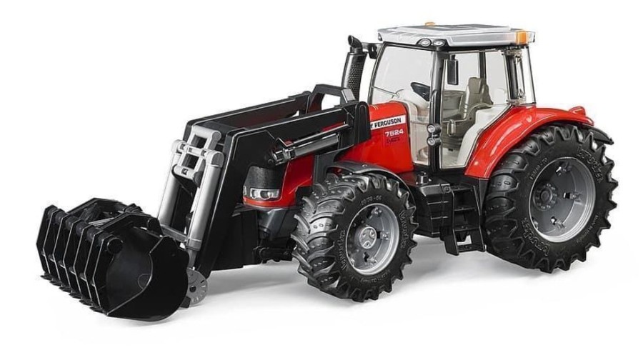 Bruder Tractor De Juguete Massey Ferguson 7624 Con Pala - Escala 1:16 Bruder 03047 Tractores Bruder