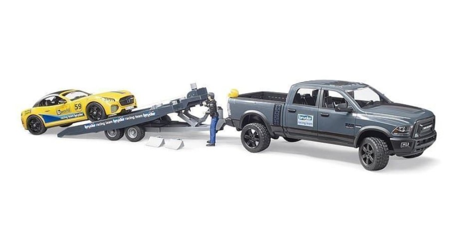 Bruder Coche De Juguete Ram 2500 Power Wagon Con Remolque Y Coche De Carrera Escala 1:16 Bruder 02504 Coches Bruder