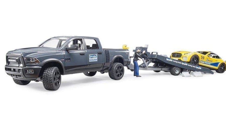 Bruder Coche De Juguete Ram 2500 Power Wagon Con Remolque Y Coche De Carrera Escala 1:16 Bruder 02504 Coches Bruder