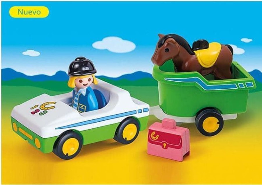 Playmobil Coche Con Remolque De Caballo 123 Playmobil 70181 - Hobby Primera Edad