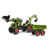 Falk Tractor De Pedales Claas Axos 330 Con Pala, Excavadora Trasera Y Remolque De Juguete Falk 1010W De 3 A 7 Anos