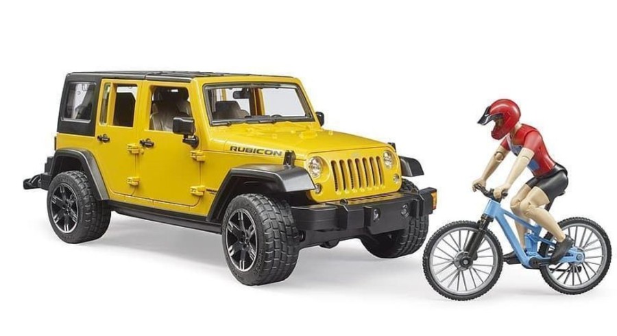 Bruder Jeep Amarillo Con Cliclista Bruder 02543 - Juguetes Bruder Coches Bruder