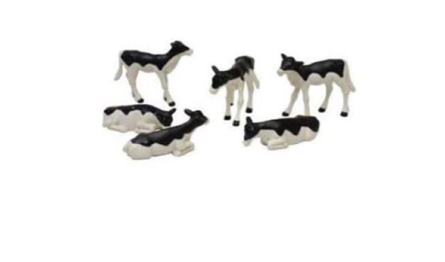 Kids Globe Set De Terneros Negros Y Blancos De Juguete- Escala 1:32 Kids Globe 571974 Animales De Granja